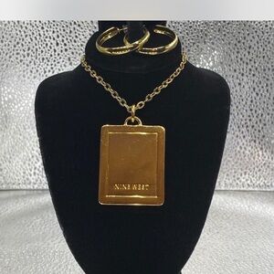 ^^^ Nine West Jean co “ ^^  Gold-Tone Pendant Necklace \  earrings ***